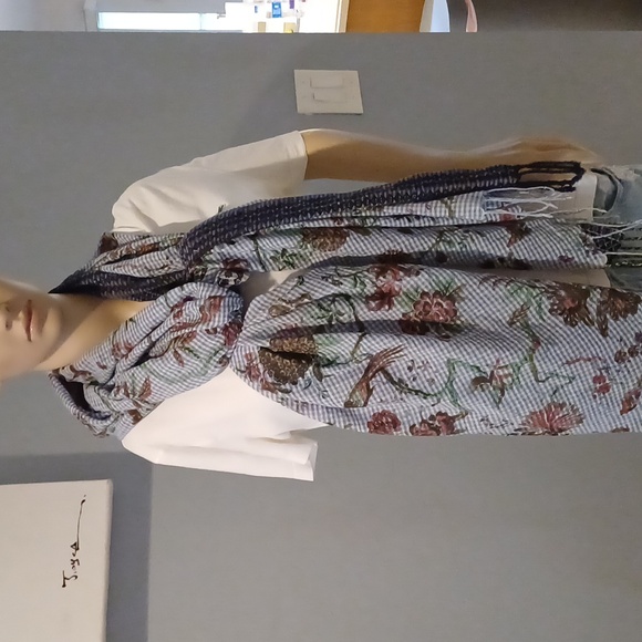 🔥🔥🔥Anthropologie amet & ladoue wrap sarong scarf birds gingham 78 × 28 - Picture 3 of 14